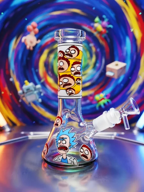 Rick & Morty Glow Portal Glass Bong | Multiverse After Dark