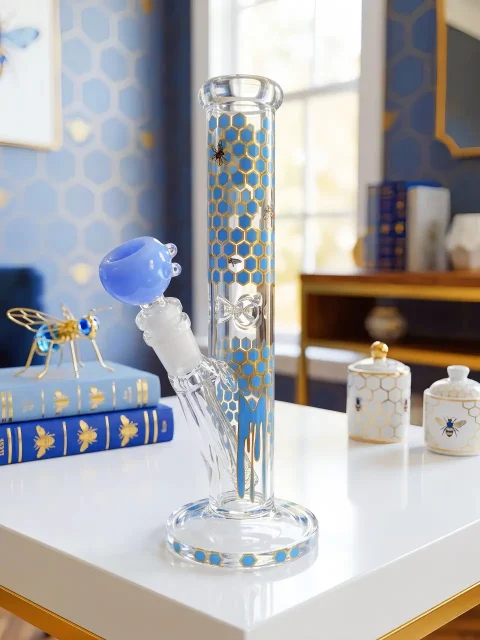 Blue Honeycomb Glass Bong | Golden Honey Days Blue Honeycomb Glass Bong | Golden Honey Days