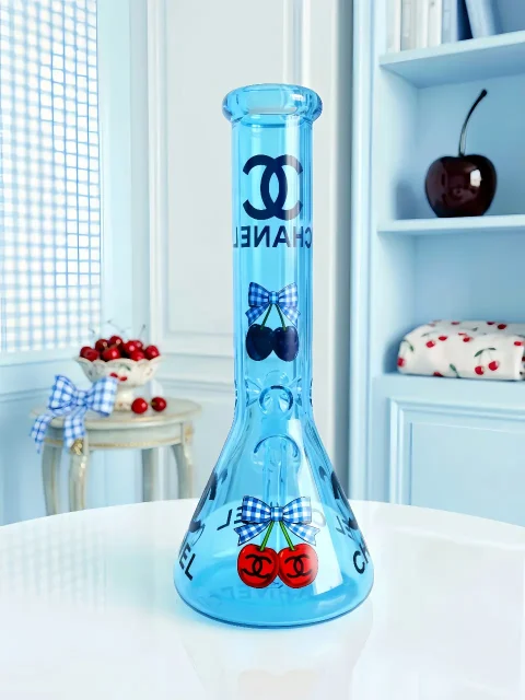 🎀 CHANEL Blue Cherry Bow Glass Bong | Coquette in Blue 🎀 CHANEL Blue Cherry Bow Glass Bong | Coquette in Blue