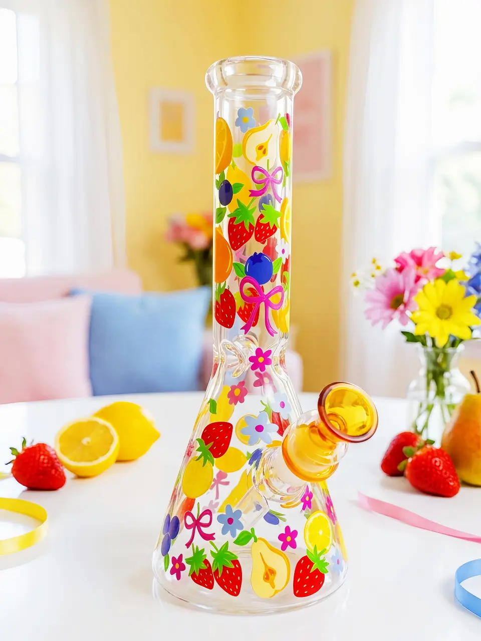 Fruit Orchard Glass Bong | Pink Bow Summer Garden