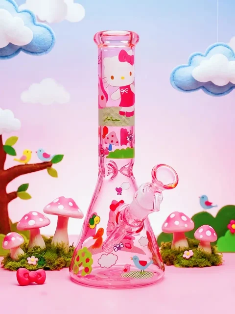 Hello Kitty Pink Mushroom Glass Bong | Little Garden Daydream