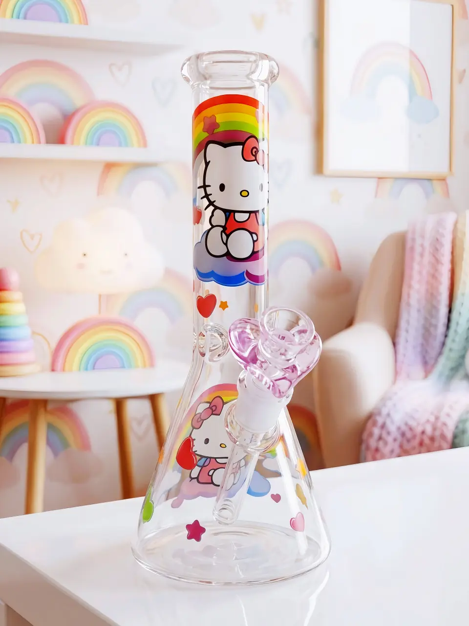 🌈 Hello Kitty Rainbow Cloud Glass Bong | Cloud Nine