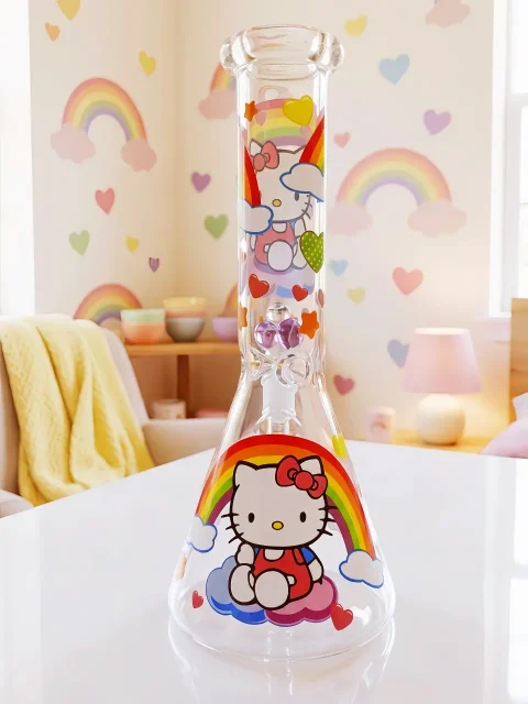 🌈 Hello Kitty Rainbow Cloud Glass Bong | Cloud Nine 🌈 Hello Kitty Rainbow Cloud Glass Bong | Cloud Nine