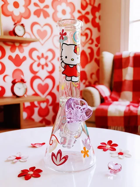 🎀 Hello Kitty Retro Flower Glass Bong | Sweetheart Bloom
