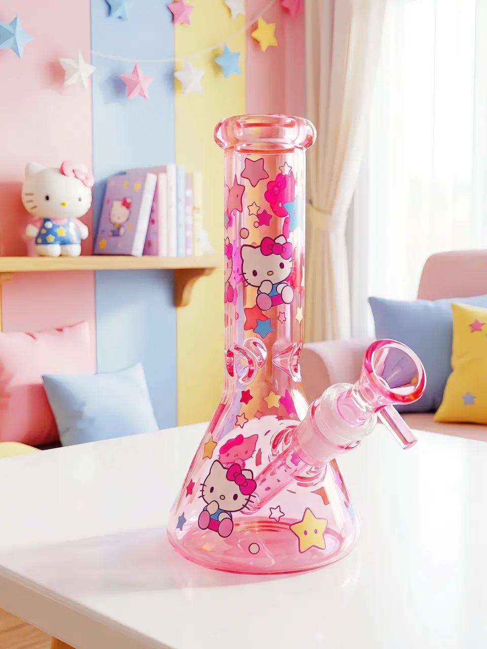 Hello Kitty Starlight Pink Glass Bong | Cosmic Kitty Wishes