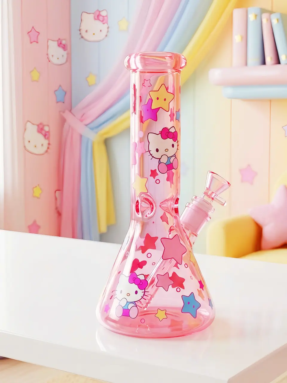 Hello Kitty Starlight Pink Glass Bong | Cosmic Kitty Wishes
