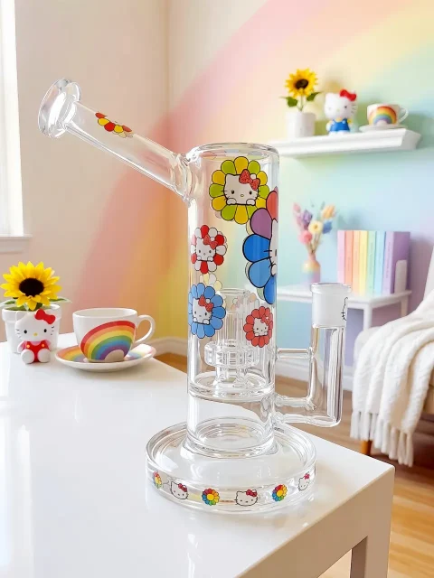 Hello Kitty Sunflower Glass Bong | Rainbow Garden Hello Kitty Sunflower Glass Bong | Rainbow Garden