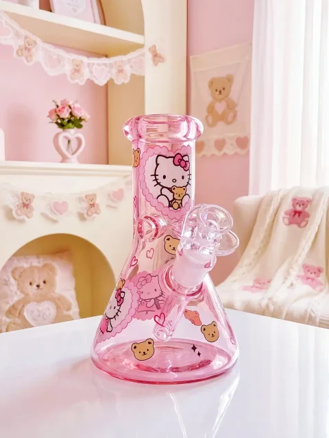 🎀 Hello Kitty Pink Glass Bong | Teddy Bear Sweetheart