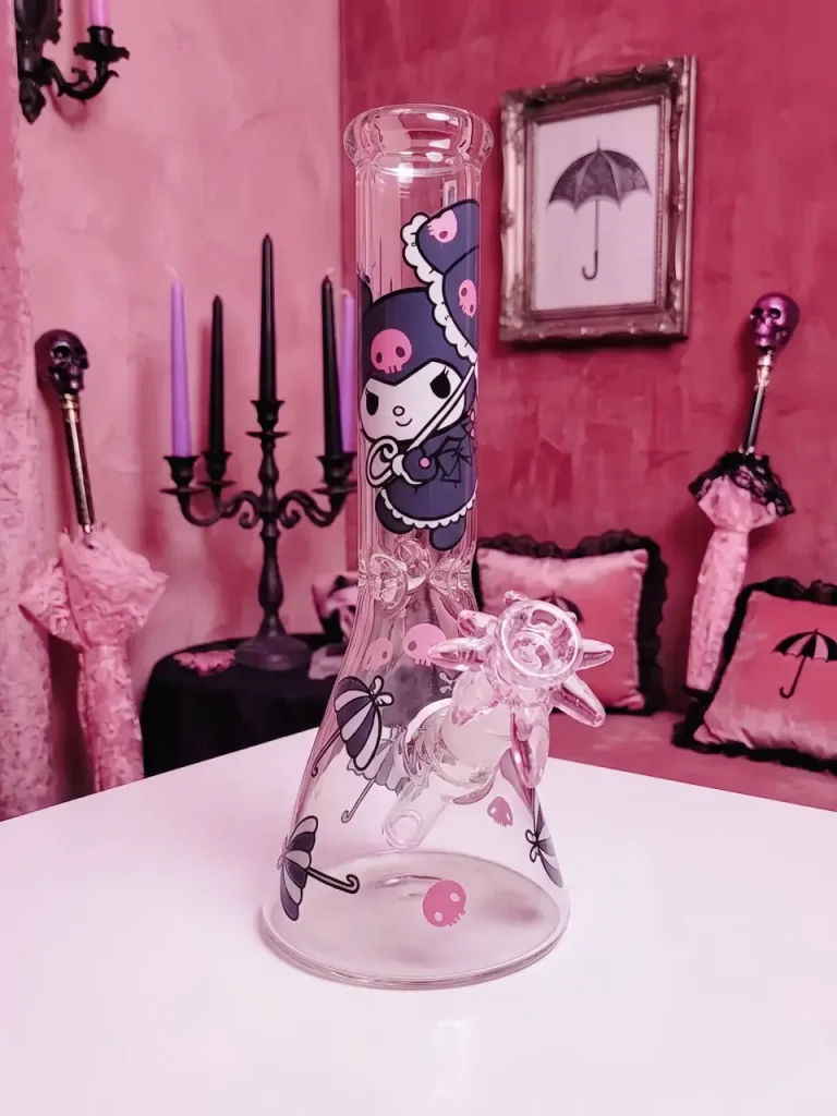 Kuromi Gothic Pink Umbrella Glass Bong | Pink Midnight