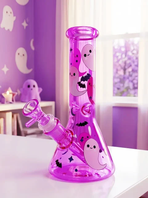 Midnight Boo Purple Glass Bong | Moonlit Ghost Garden