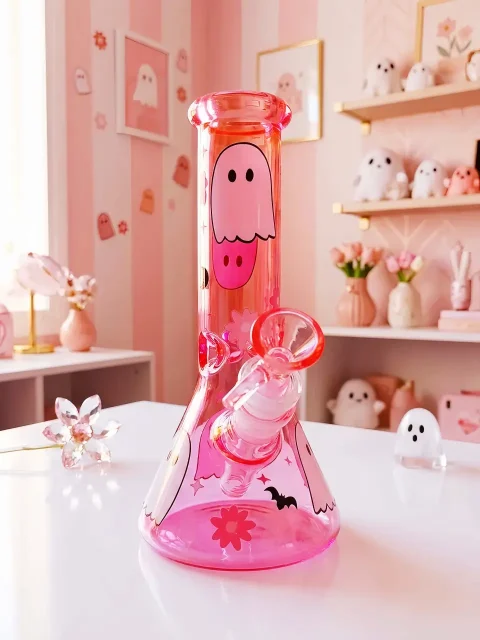 Pink Ghost Halloween Glass Bong | Peachy Boo Nights