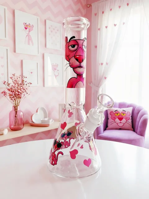 Pink Panther Heart Glass Bong | Lazy Days in Pink