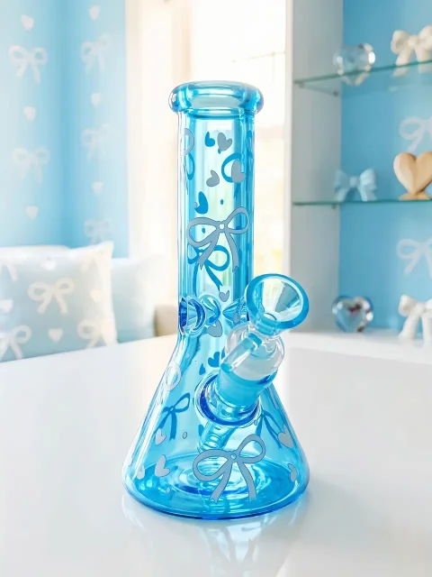 Sky Blue Bow Glass Bong | Sweet Ribbon Daydreams