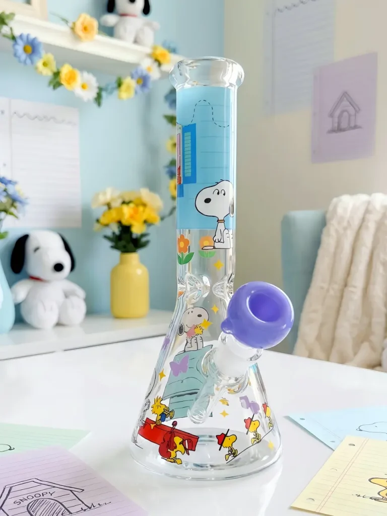 💙 Snoopy & Woodstock Blue Notebook Glass Bong | Blue Daydream