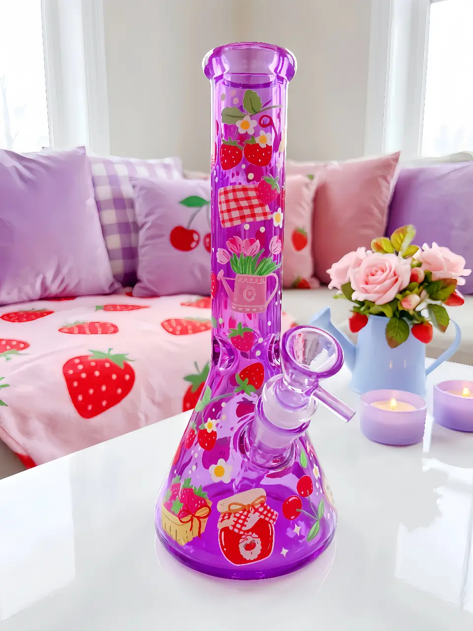 🍓 Strawberry Picnic Glass Bong | Berry Jam Daydream