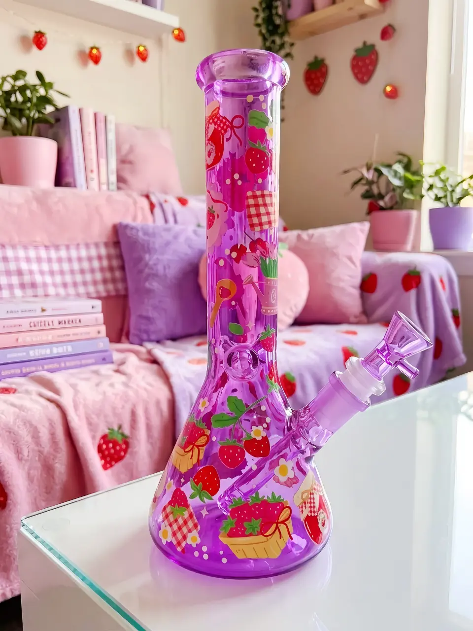 🍓 Strawberry Picnic Glass Bong | Berry Jam Daydream